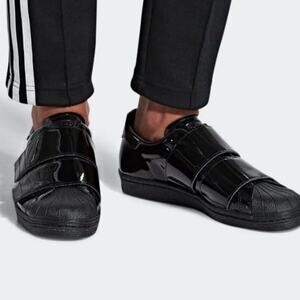 Adidas Superstar 80s CF Patent Leather Sneakers Triple Black Size 5 RARE! Y2K